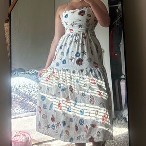 Cynthia Rowley White Maxi Dress with Colorful Summer Motifs